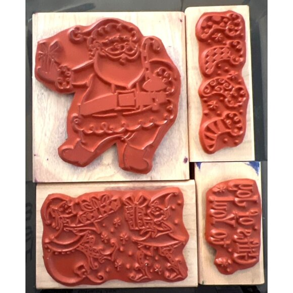 2005 Stampin Up! Gifts Of Joy Wood Mounted Rubber Stamp Set Holidays - Picture 3 of 5